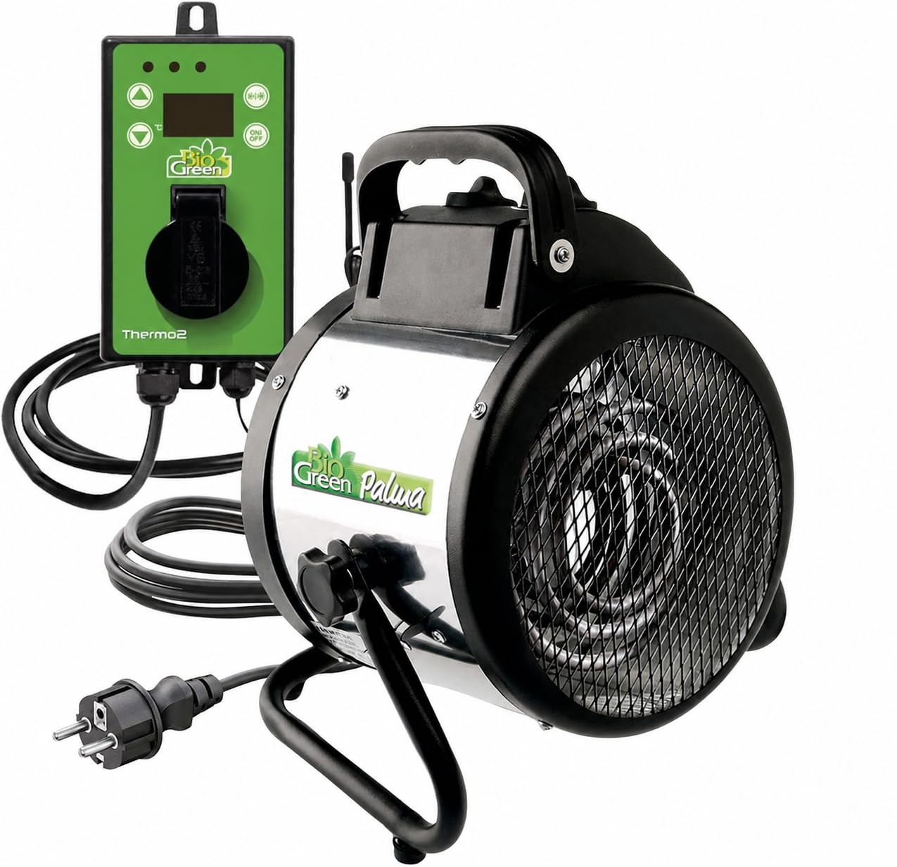 Riscaldatore Elettrico a Ventola Bio Green Palma, Argento/Nero, 2000W