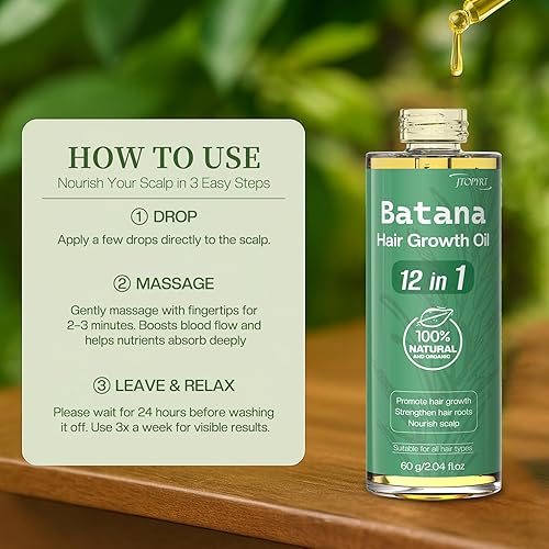 Miniatura 8 de Aceite de batana para el crecimiento del cabello 12 en 1 mezcla de aceite de batana y romero para activación de folículos, crecimiento ligero,