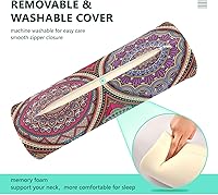 Vista 4 de Almohada cervical para aliviar el dolor de cuello, mandala bohemio, rollo de espuma viscoelástica, almohada cervical redonda para piernas, cama