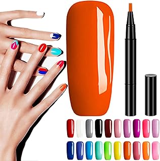 3 in 1 Gel Nail Polish Pen,20 Colors Nail Polish Pen,3 in 1 Gel Nail Polish Pen One Step Nail Gel Pen Polish Marker Brush No Need Base Topcoat Girls Nail Polish Pen for Home and Salon Use (A17)