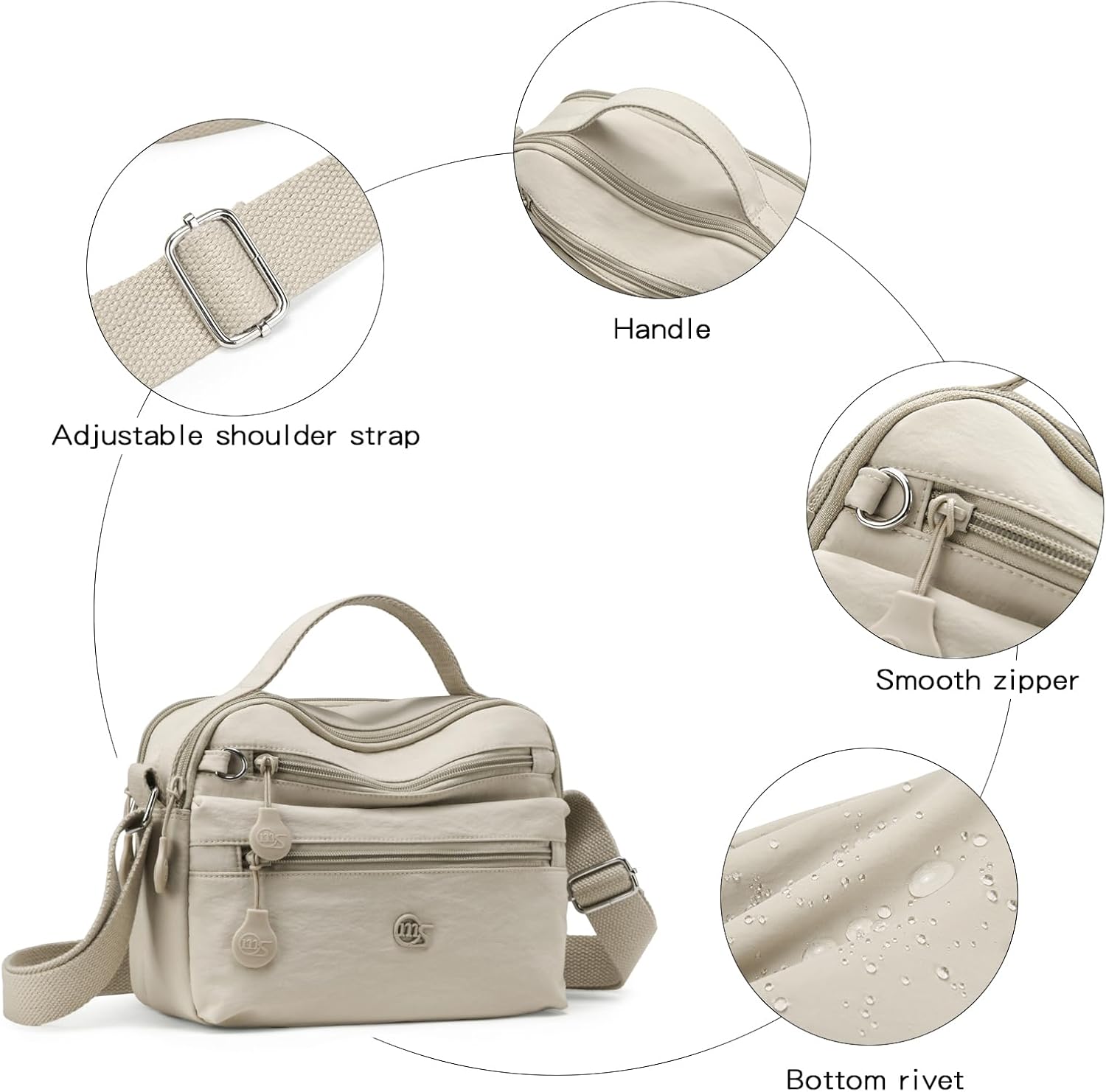 Eslcorri Crossbody Bags for Women, Small Shoulder Bag Nylon Simple Purse with Zipper, Lightweight Casual Mini Purse - Image 5