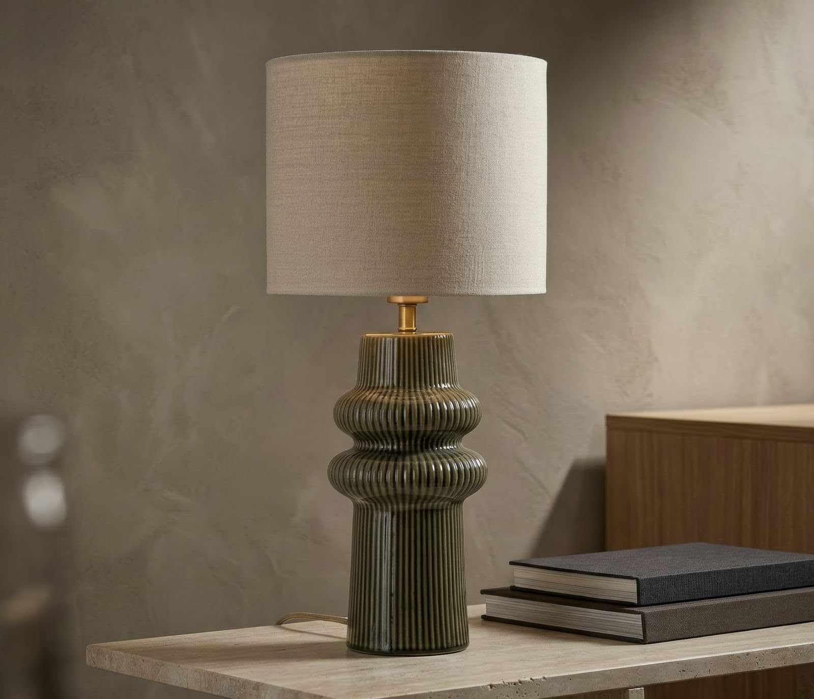 Mauro Ferretti Lampada da Tavolo Harmony, Ceramica, Verde, 30X64,5 cm