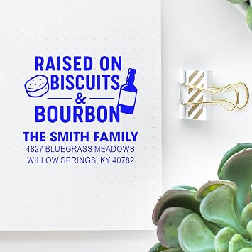 Bourbon Biscuit Bliss Slim Pre Inked Rubber Stamp - Name and Address Stamp | Pocket Size Rubber Stamp. Choice of 5 ink colors. Postal Address Stamp. Engraved after you order. Your name and address.