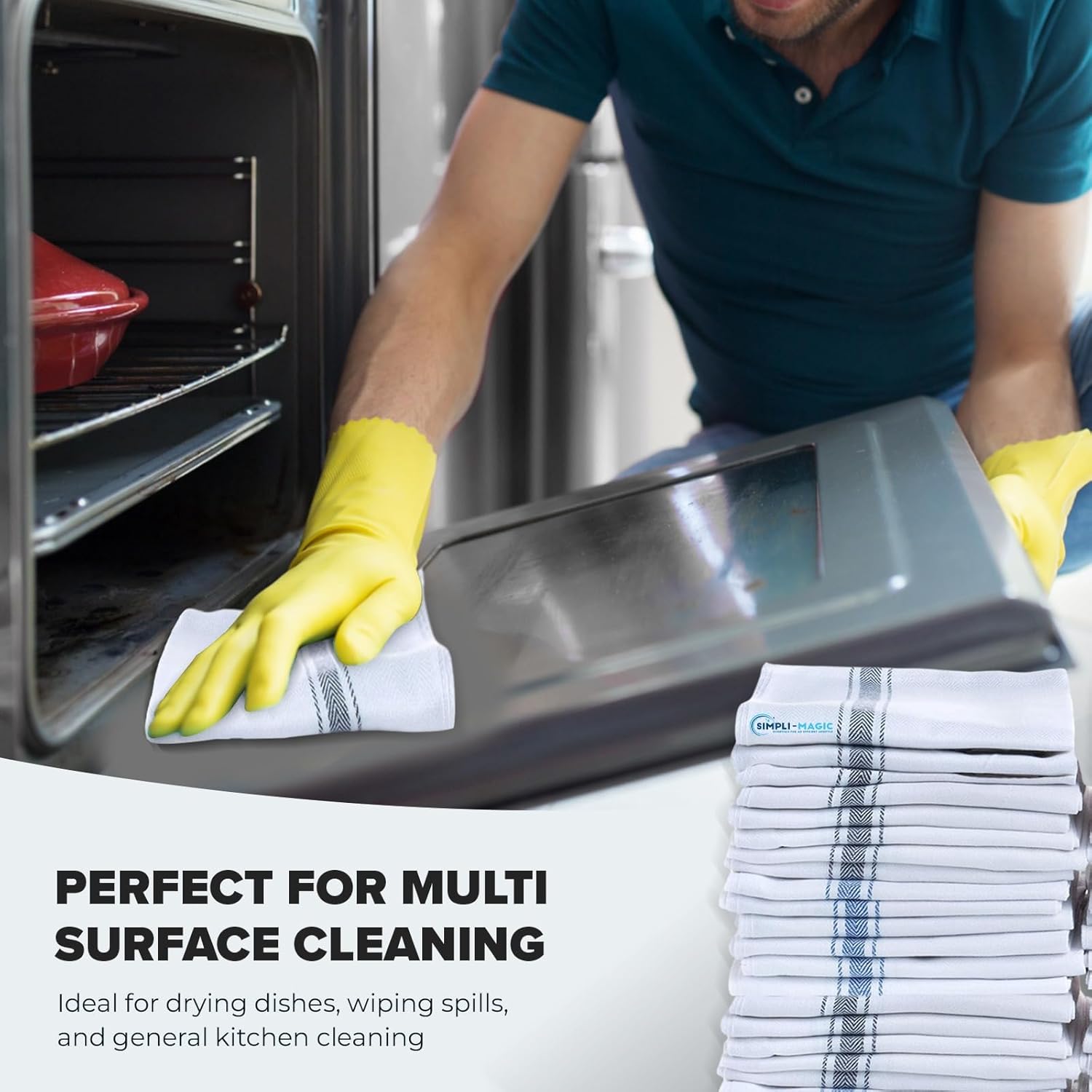 Simpli-Magic Cotton Herringbone Dish Towels, 15"x25" (30 Pack) – High Absorbent Kitchen Hand Towels (Multi-Color) - Image 3