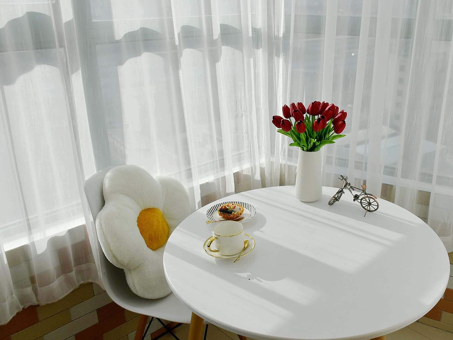 Mandy's Artificial Tulips 20 Stems Burgundy PU Faux Flowers for Valentine's Day and Easter Decorations Wedding Home Decor 13.5 Inch - Image 7