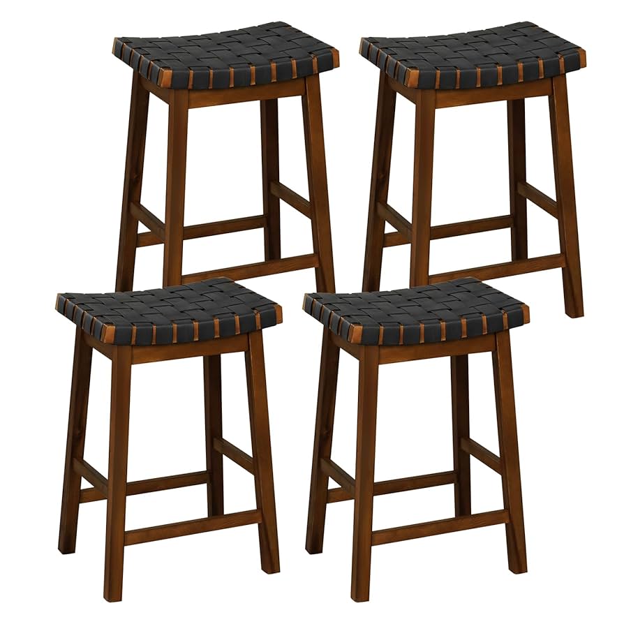 Amazon.com: COSTWAY Woven Saddle Stools Set of 4, 25.5-inch