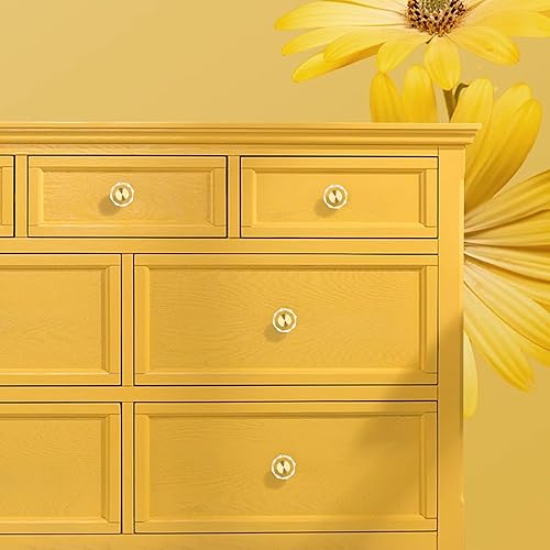 Miniatura 4 de QOGRISUN Paquete de 20 pomos de gabinete de cristal de latón, pomos de cajón dorados de cristal de cristal, hexagonal de 1-516 pulgadas, tiradores