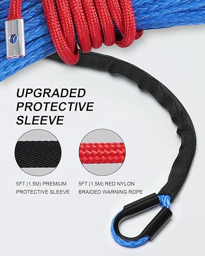 Miniatura 5 de Kolvoii Kit de cuerda de cabrestante sintética, cable de cabrestante de 14 pulgadas x 50 pies con gancho de acero, tapón de línea de cabrestante y