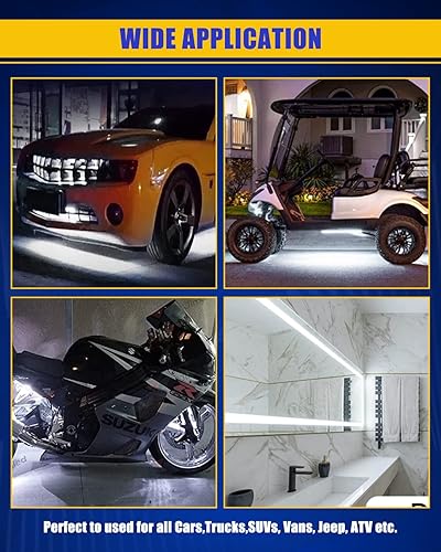 Miniatura 6 de DUOFU365 Tira de luz LED de 12 V, tira de luz interior de automóvil IP68, impermeable, cortable para automóviles, motocicletas, barcos, carritos de