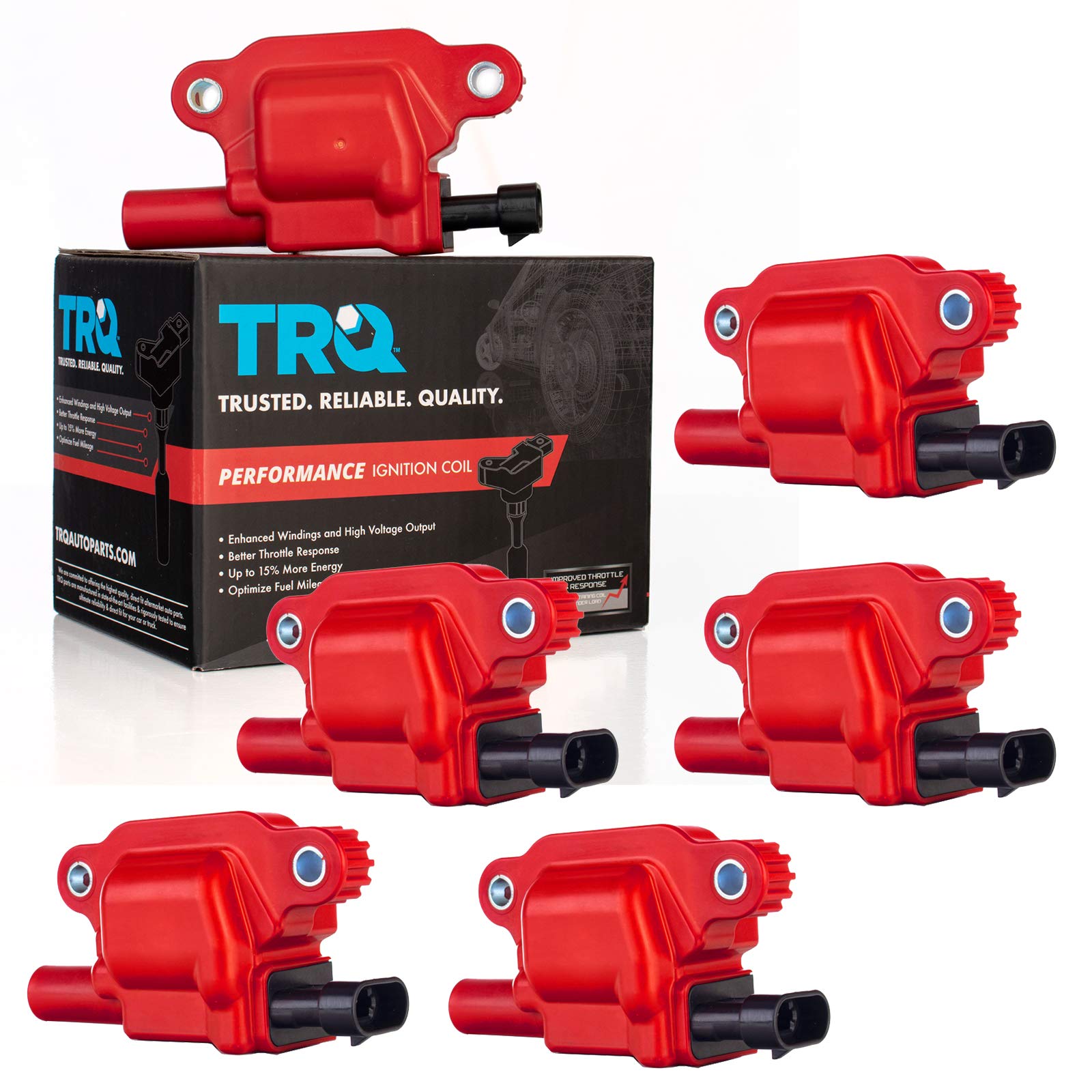 TRQ 6 Piece Premium High Performance Ignition Coil Square