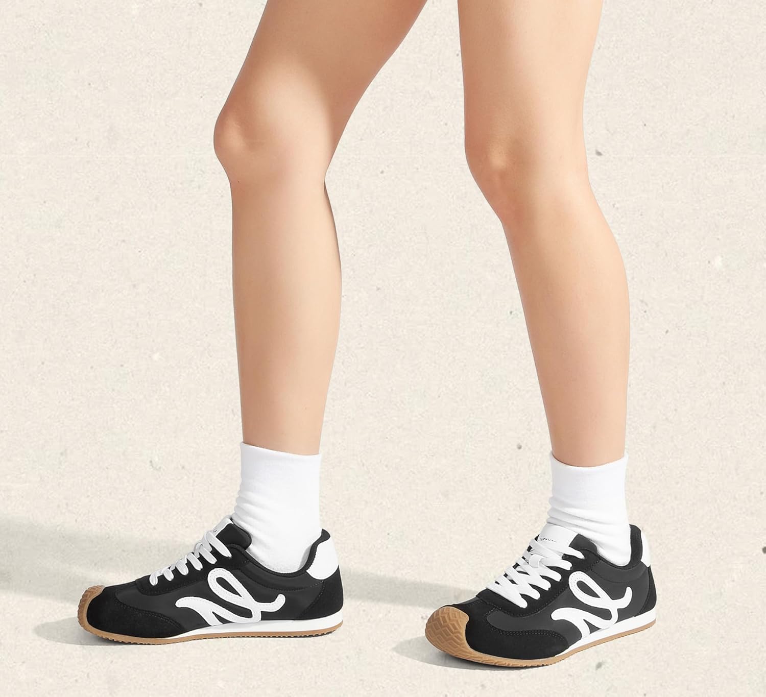 LUCKY STEP Women's Retro Tennis Fashion Sneakers Classic Casual Thin Sole Cute Comfortable Genuine Leather Trainer Ligheweight Trendy Walking Shoes - Image 3