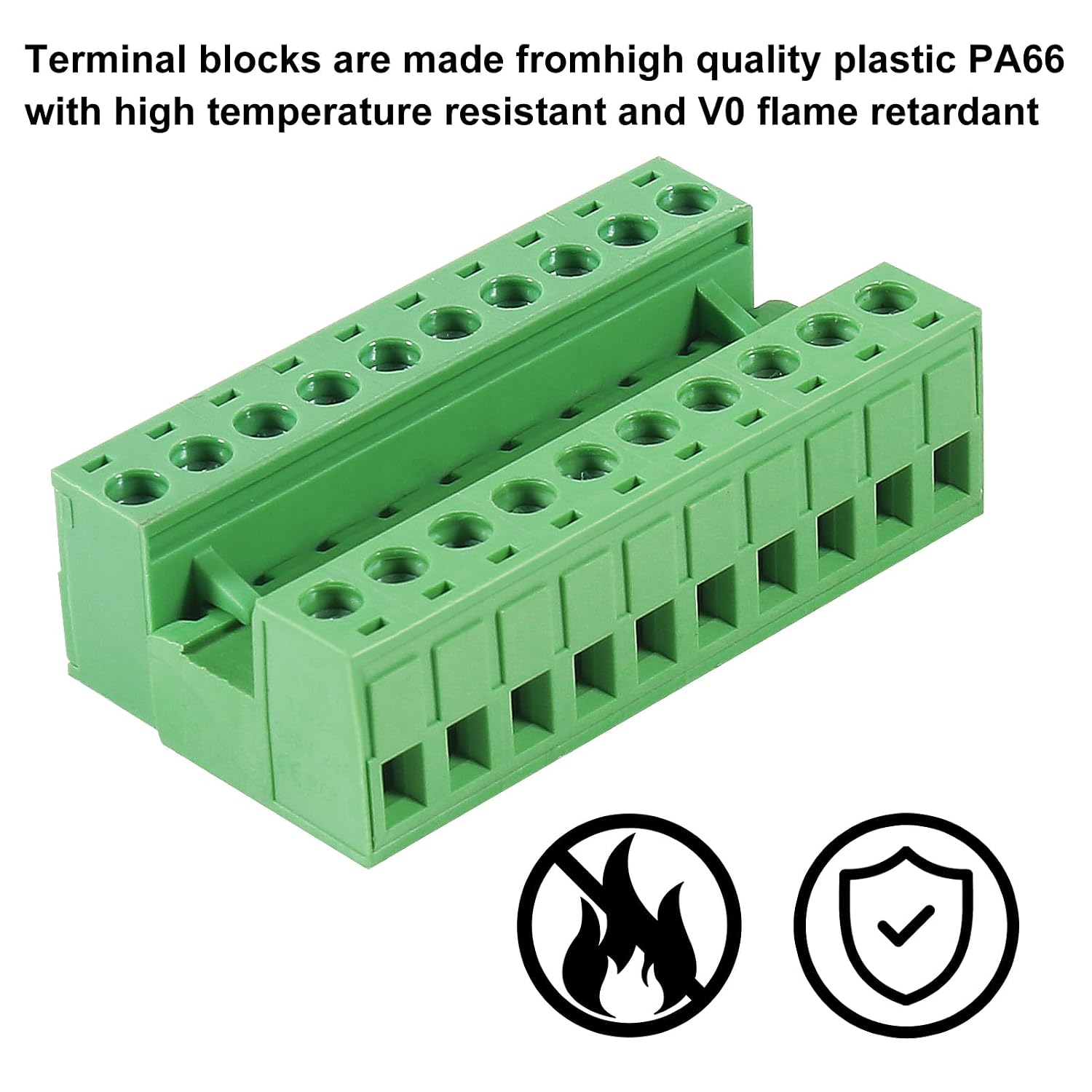 5PCS 10Pin 5.08mm Pitch Pluggable PCB Angle Screw Terminal Block Plug Connector Socket Panel Mount DIY with 5Pcs 10Pin Phoenix Plug