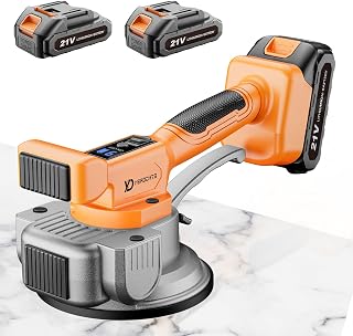 Cordless Tile Vibration Tool with 2 x 21V Batteries, Tile Vibration Leveling Machine Max 25000r/Min, 9 Adjust Speed 145mm Suction Cup with Digital Display, For Tile, Floor, Thick Glass