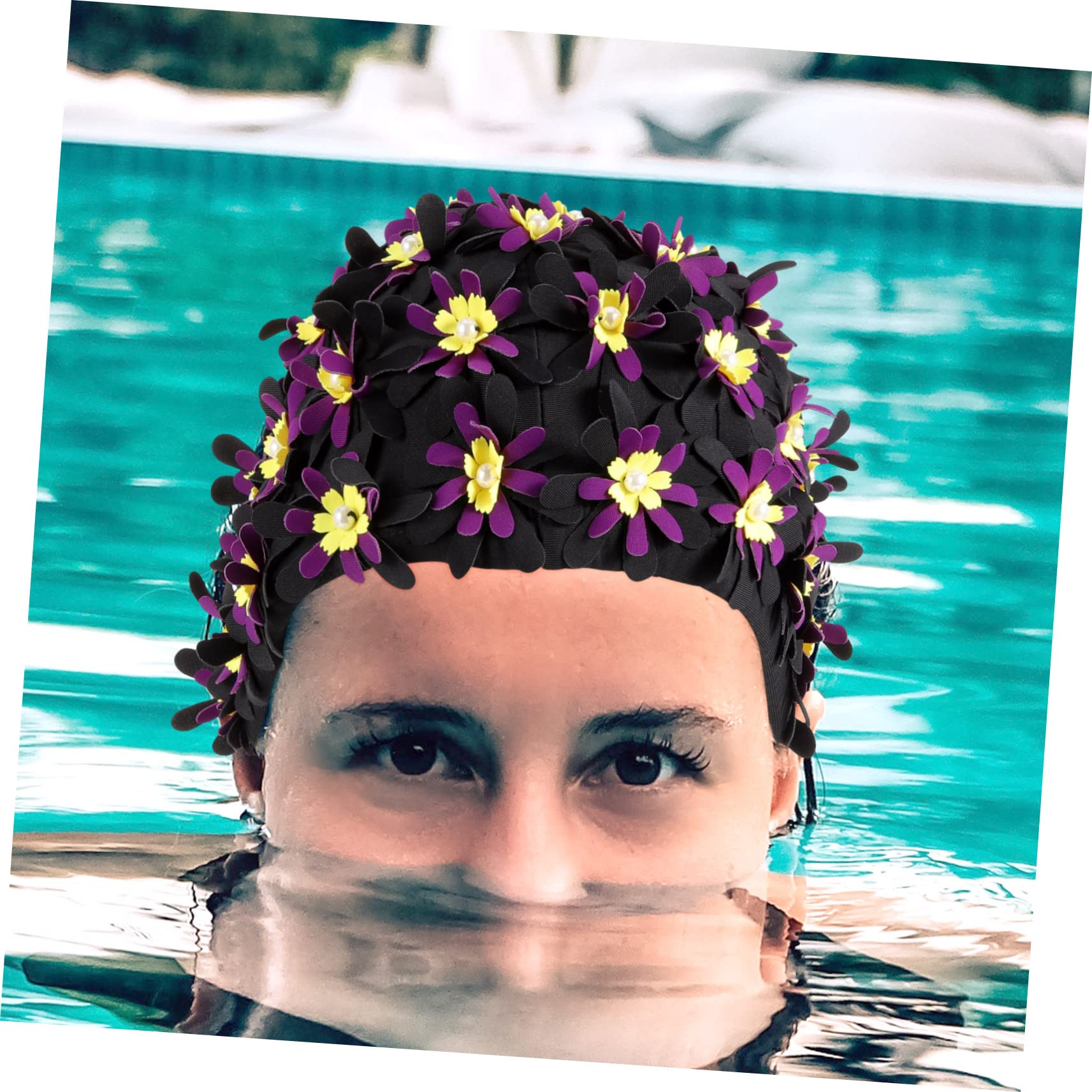 TOYANDONA Aumentar El Sombrero De Natación De Flores Gorro De Baño De Tela para Mujer y Adulto Gorra De Mujer Gorro De Baño Chicas Nadar Largo Tapa Gorra De Baño Poliéster