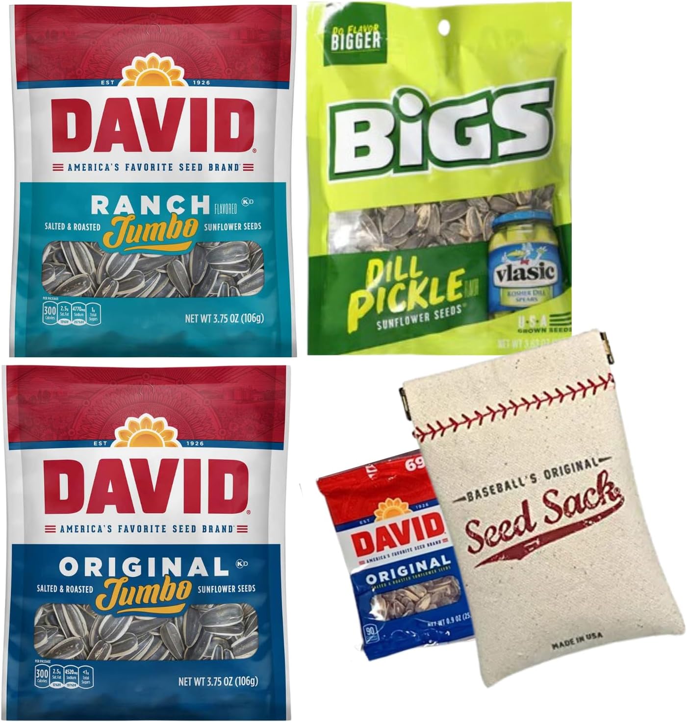 David Sunflower Seeds Ranch and Original (3.75 oz) Bigs
