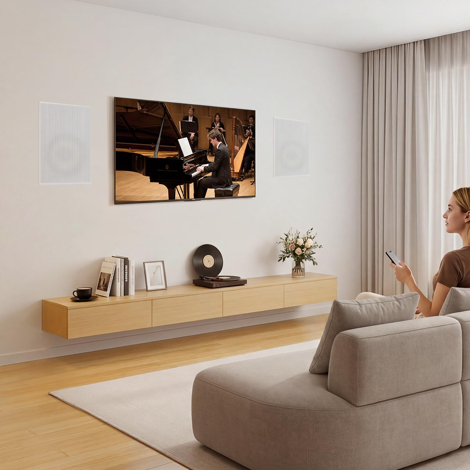 VEVOR Altoparlanti da Incasso Montaggio da Parete, 1 Coppia di Altoparlante a 2 Vie per Uso Interno Hi-Fi Griglia Verniciabile Potenza di Picco 200W Singolo, Forma Rettangolare Impedenza 8 Ω