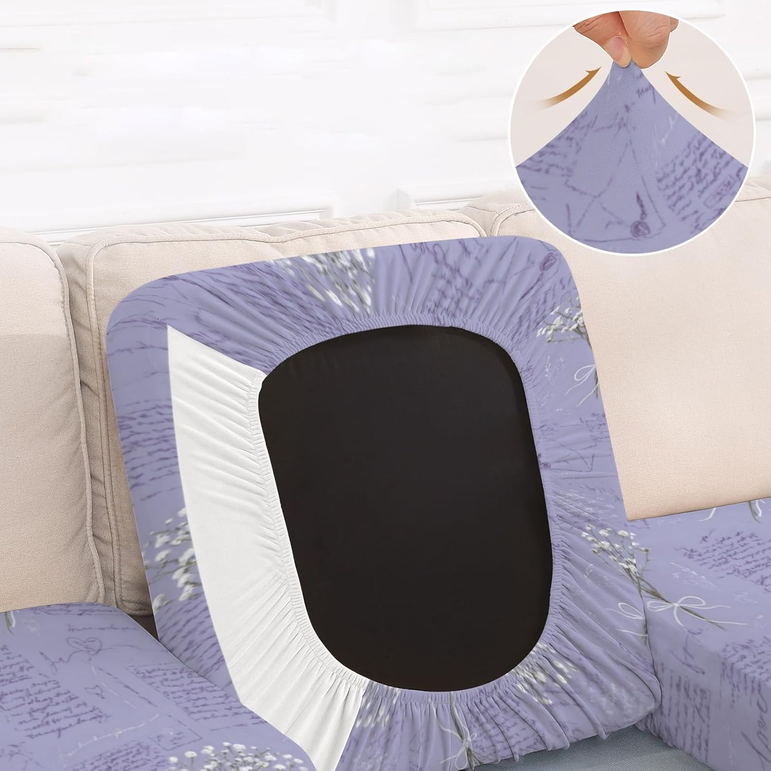 Whimsical Letter Motif Loveseat Covers Couch Covers for 2 Cushion Couch, 2-Piece Stretch Sofa Slipcovers Anti-Slip Washable Furniture Protectors for Dogs Pets
