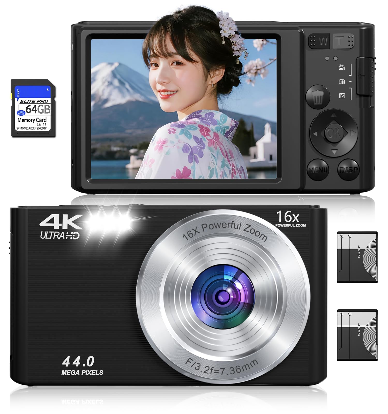 書画カメラ 4K オートフォーカス 1600万画素 高性能カメラ AI音声強化 Amazon | デジタルカメラ 4K FHD 4400万画素 コンパクトカメラ 16倍