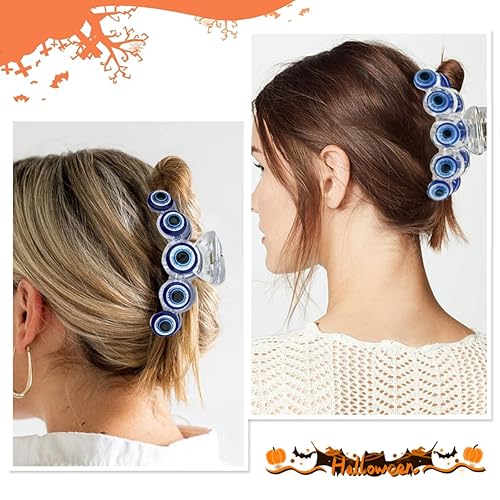 Miniatura 10 de Pinzas para el cabello de Halloween con diseño de calabaza para cabello grueso para mujeres, diseño de calabaza estereoscópica 5D, accesorios para
