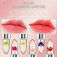 Vista 5 de BestLand 3 Pcs/Set Flower Jelly Lipstick Set Temperature Change Moisturizer Long Lasting Nutritious Glossy Shine Lip Balm Magic Gold Crystal PH