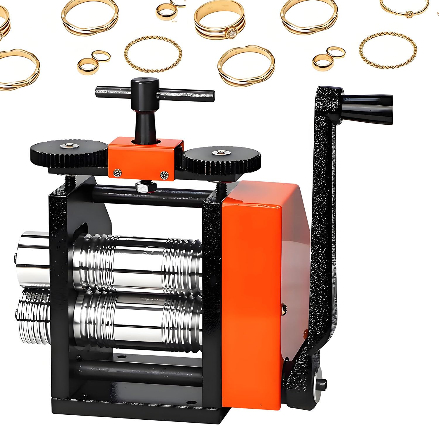 Laminadora para joyería, conformado de alambre y laminado de láminas; laminadora manual de metal con manivela, ancho de 40 mm, modelo robusto de sobremesa, herramienta para estampado de patrones.