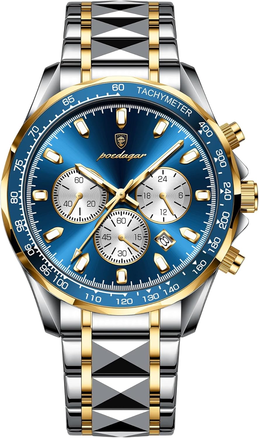 Fashion Men's Luxury Watches Waterproof Luminous Date Chronograph Watch for Man Stainless Steel Sports Quartz Men Watch