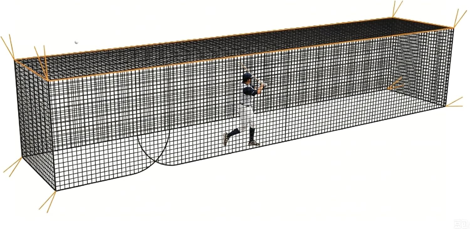 Professional Batting Cage Net with Door, Heavy Duty Baseball Softball Practice Netting for Backyard, Only Net