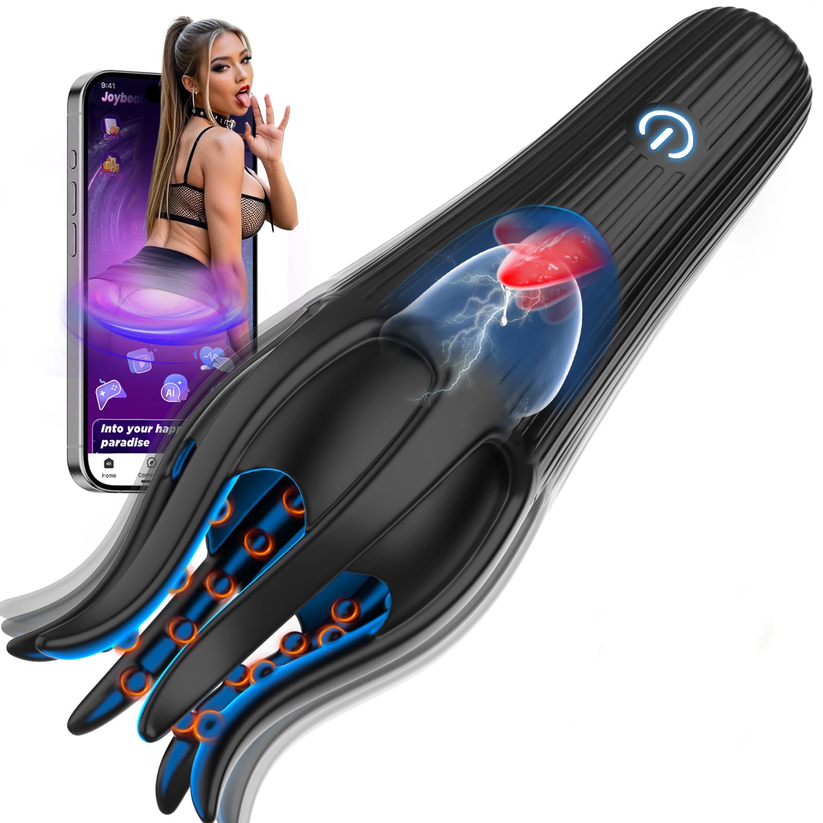 Tagnaff KI-Interaktion Masturbieren für Männer Penis Eichel Stimulator, 10 Zungenleck- und Vibration Sex Spielzeug für die Männer, Vibratorensets mit 36 ​​3D-Partikeln Masturbatoren Sexspielzeug