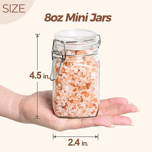 Miniatura 10 de ComSaf Juego de 6 recipientes herméticos de vidrio de 25 onzas con tapas, recipientes redondos de almacenamiento de alimentos con tapas de