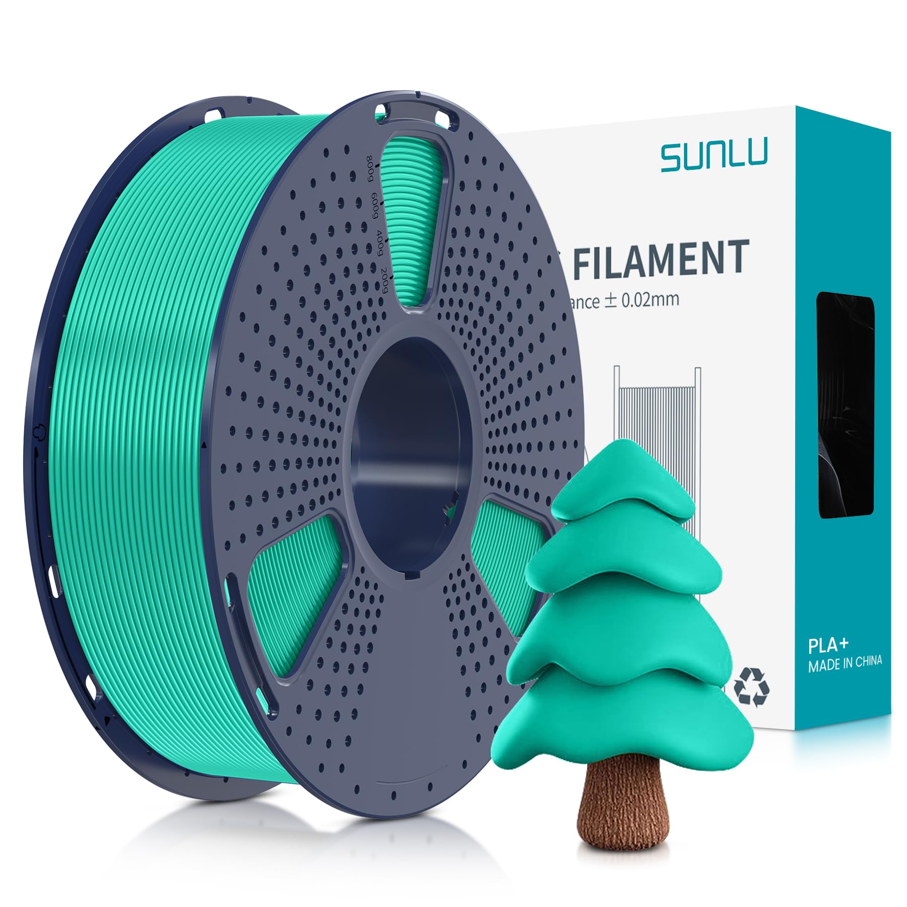 SUNLU Filamento PLA+ 1.75mm per Stampante 3D e Penne 3D, Filamento PLA Plus 1KG,Neatly Wound, Buona tenacità, Precisione di Tolleranza del Filamento +/- 0.02mm,Verde menta