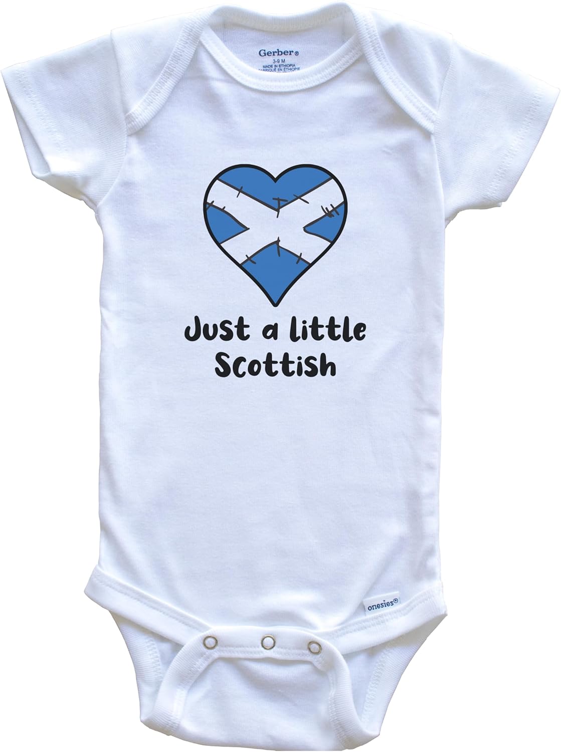 Really Awesome Shirts Just A Little Scottish Scotland Flag Heart One Piece Baby Bodysuit