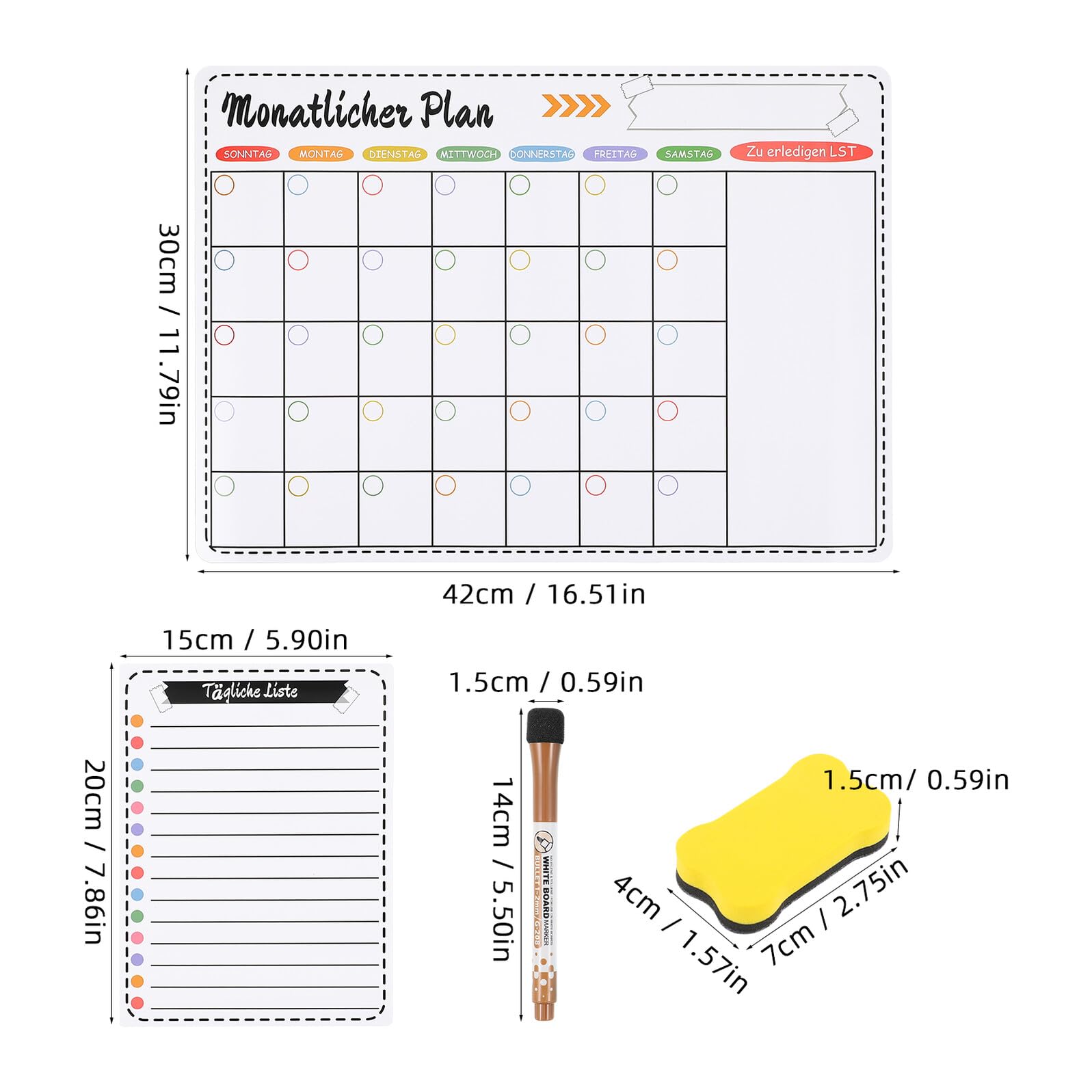 ABOOFAN Magnetischer Kalender für Kühlschrank mit Abwischbarer Oberfläche Multifunktionaler Wochenplaner aus Synthetischem Harz für Küche und Büro zur Einfachen Planung