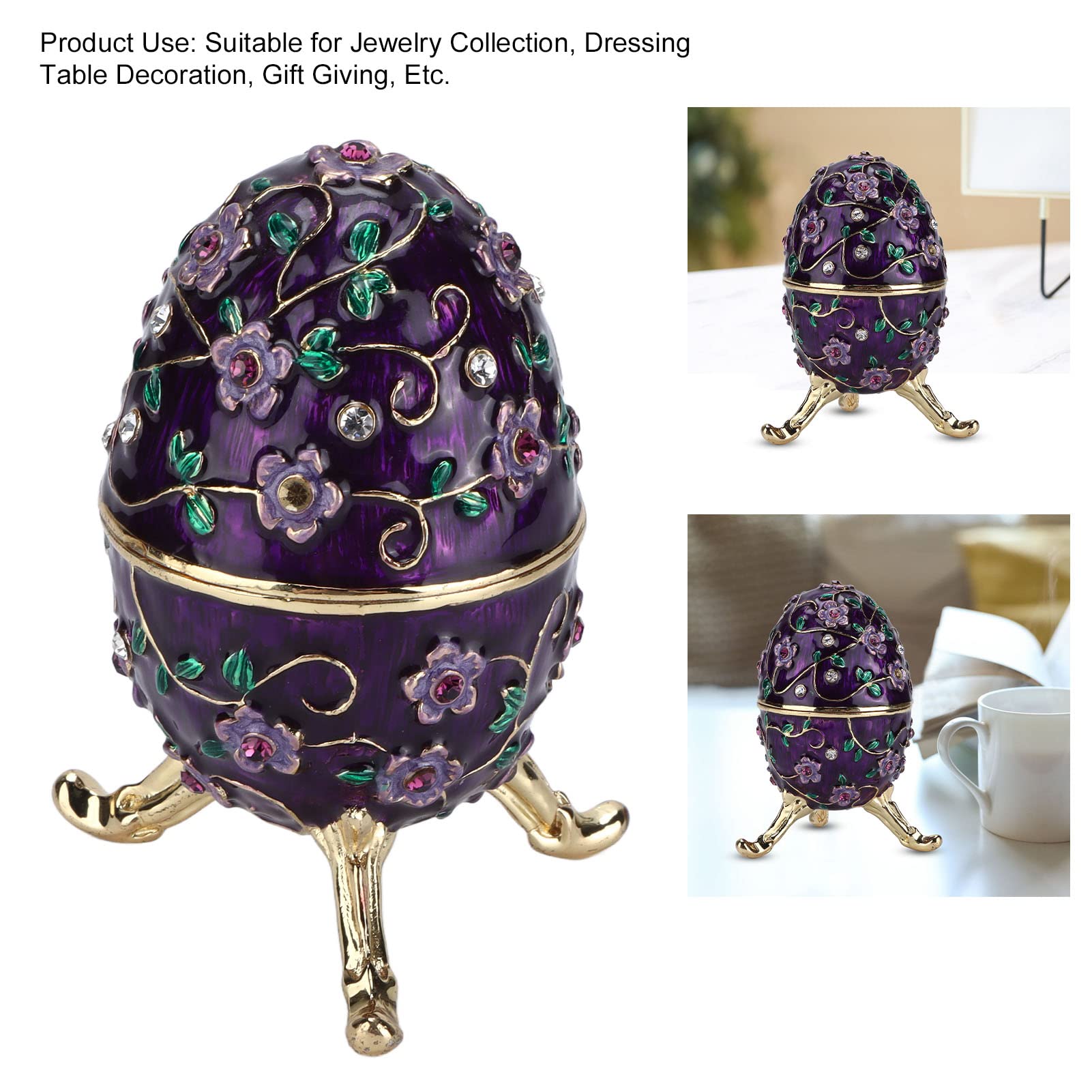Amazon｜XHTLLO パープルエナメルアダマス卵型ジュエリーボックス