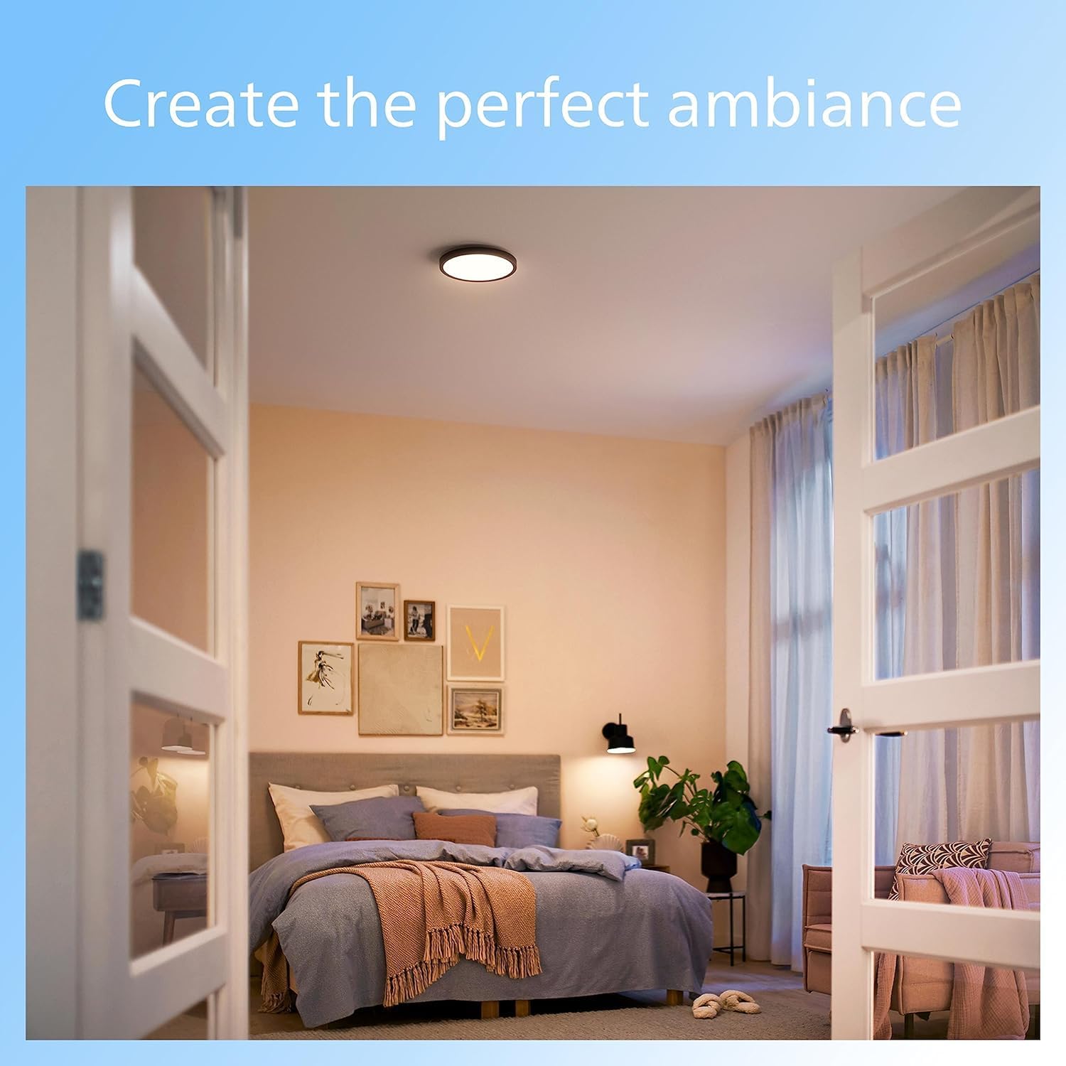 PHILIPS LED Flush Mount Ultra Thin Black Ceiling Light 2-Pack Bright White (3000K) 1500 Lumen (22W = 100W) No Bulbs Required