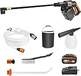WORX Nitro 18V(20V Max) Nettoyeur Haute Pression sans Fil Hydroshot WG633E.1, PowerShare, Nettoyage de Terrasse Lavage de Voiture, Max. 56 Bar, 220L/H Batterie 4.0Ah et Chargeur