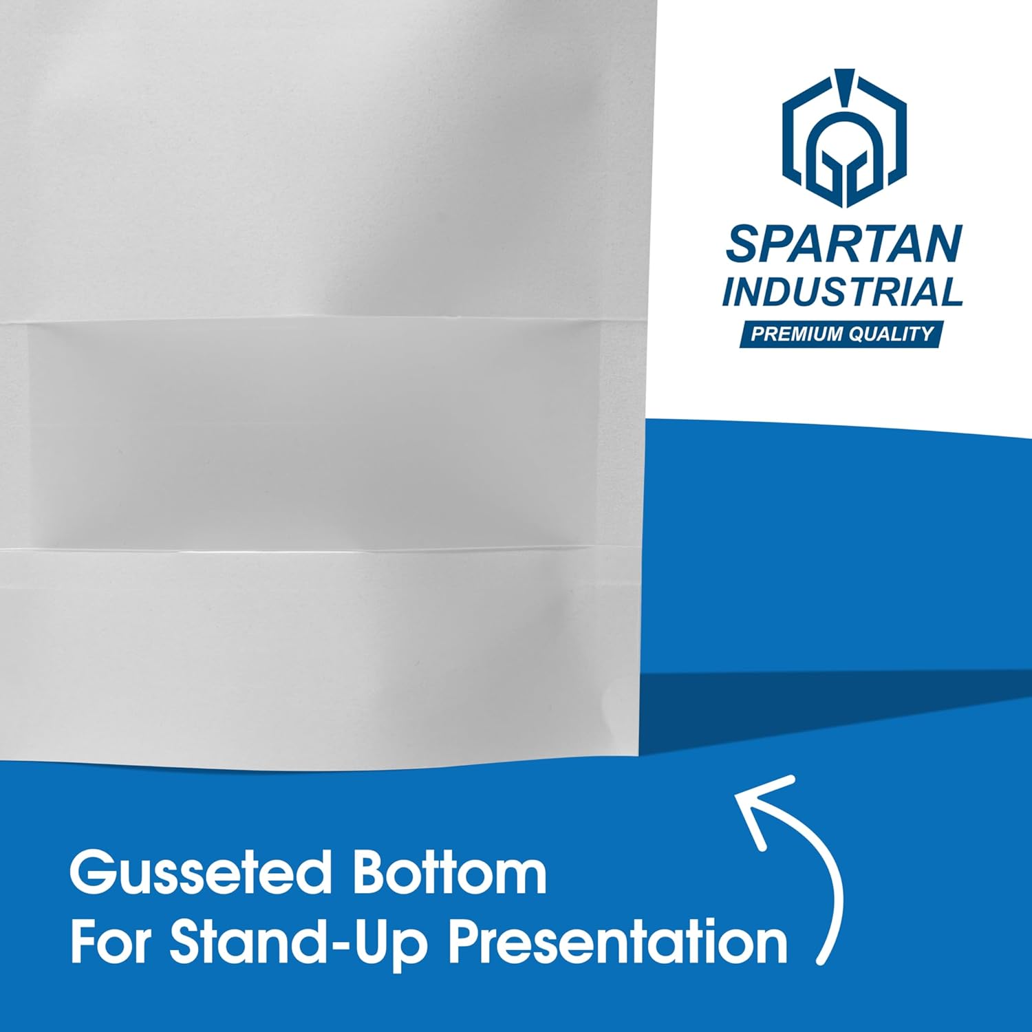 Spartan Industrial - 7" X 10" White Stand-Up Pouch Bags - Pack of 500 Large Smell-Proof Storage Bags for Bulk Food Packaging, Homemade Treats, Bath Products, and More