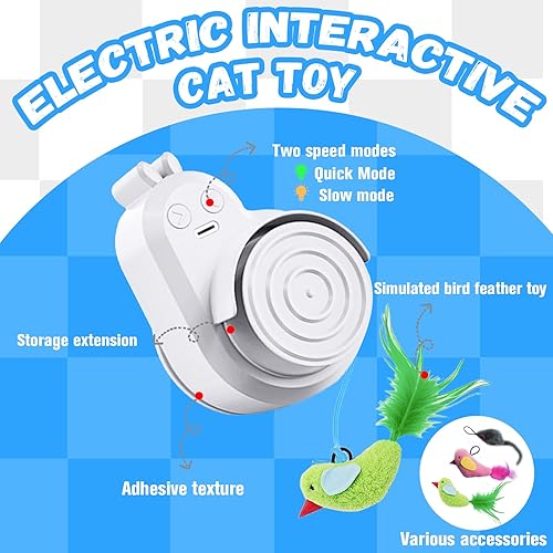 Miniatura 7 de Juguetes interactivos para gatos de interior, juguete eléctrico automático de plumas de pájaro volador – El mejor juguete de enriquecimiento para