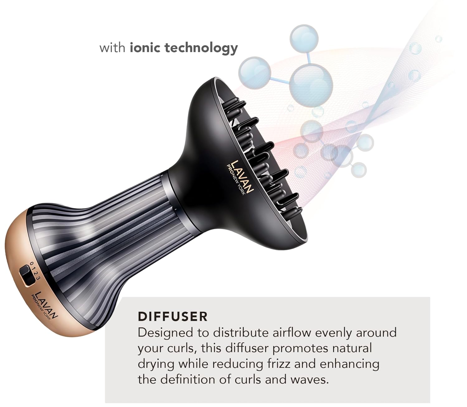 Diffuser Hair Dryer for Curly Hair – Ionic Technology Hair Dryer with Adjustable Heat & Speed Settings for Frizz-Free, Defined Curls, Lightweight Hair Dryer, Wavy And Curly Hair