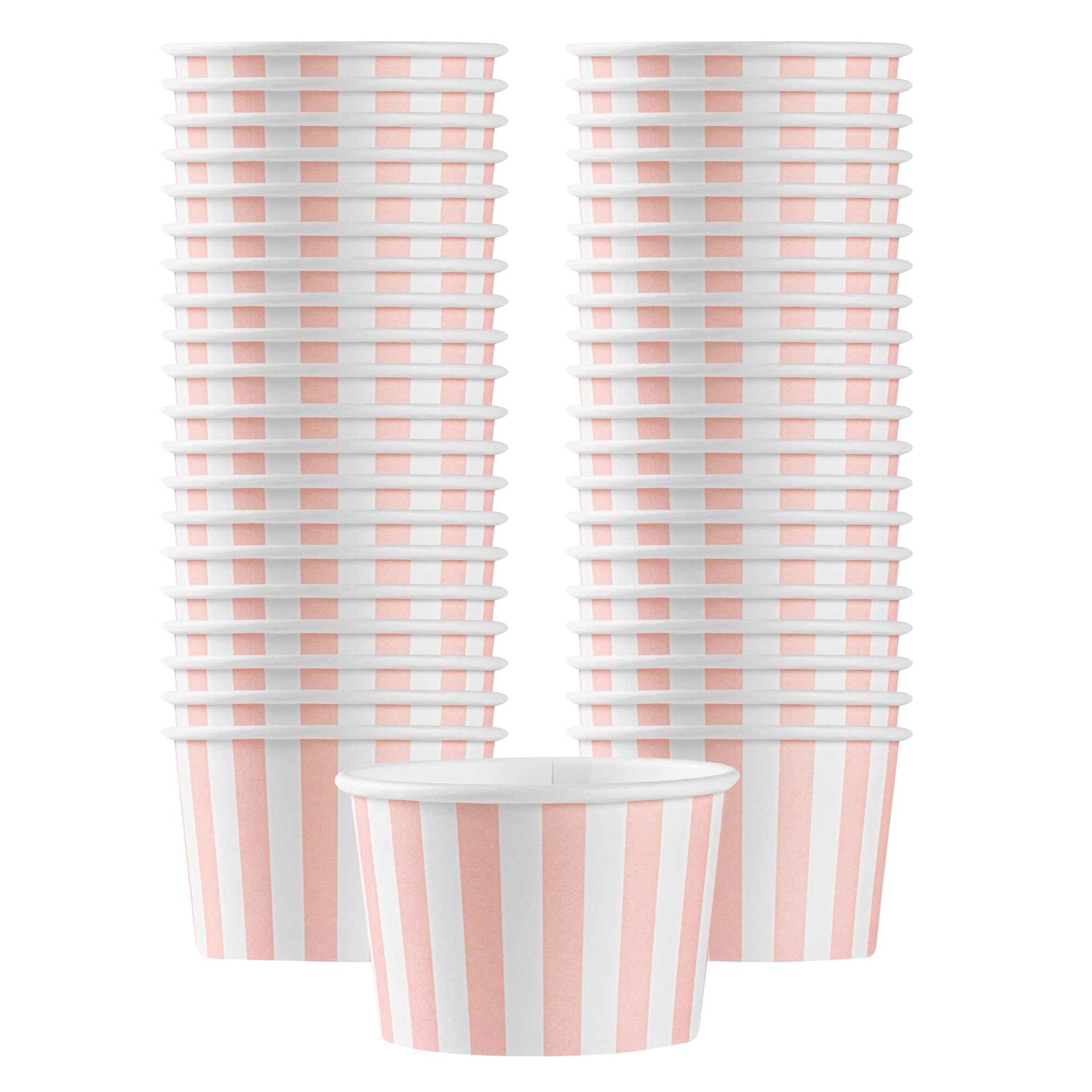 Restaurantware Coppetta 4 Ounce Dessert Cups, 50 Disposable Ice Cream Cups - Lids Sold Separately, Heavy-Duty, Pink And White Paper Frozen Yogurt Bowls, For Hot And Cold Foods