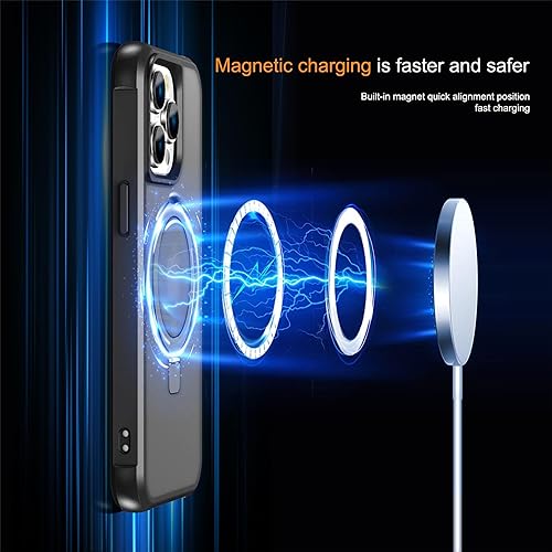 Miniatura 3 de Funda de teléfono para iPhone 15 Pro de 6.1 pulgadas con soporte de anillo magnético reforzado, cubierta trasera translúcida compatible con Magsafe