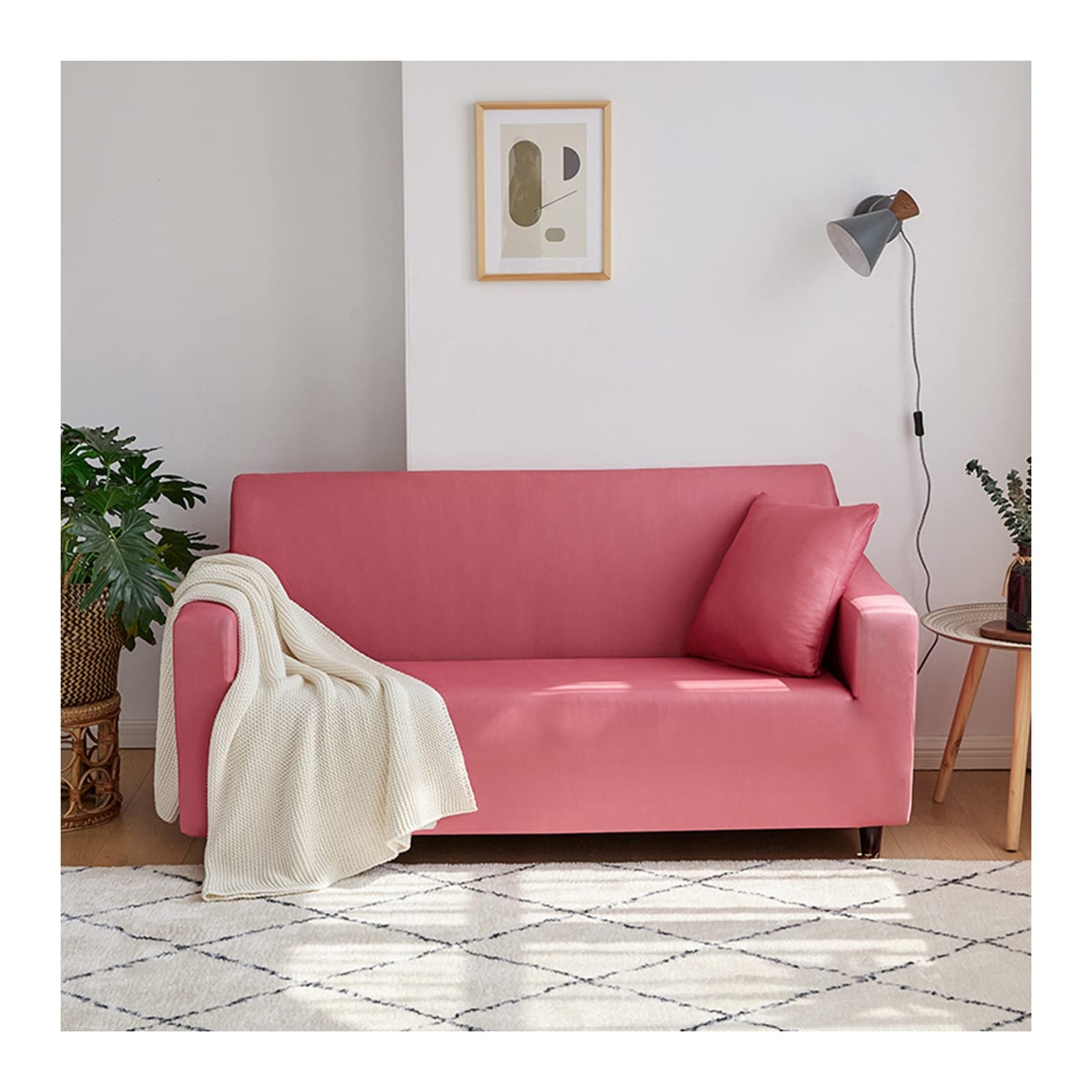 Housse de Sofa 2 Places 145-185cm Rose pour Rénover Votre Canapé Droit