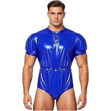 Diaper Bodysuit for Men Incontinence Leotard Wrestling Singlet Crew Neck Buttoned Front Jumpsuit