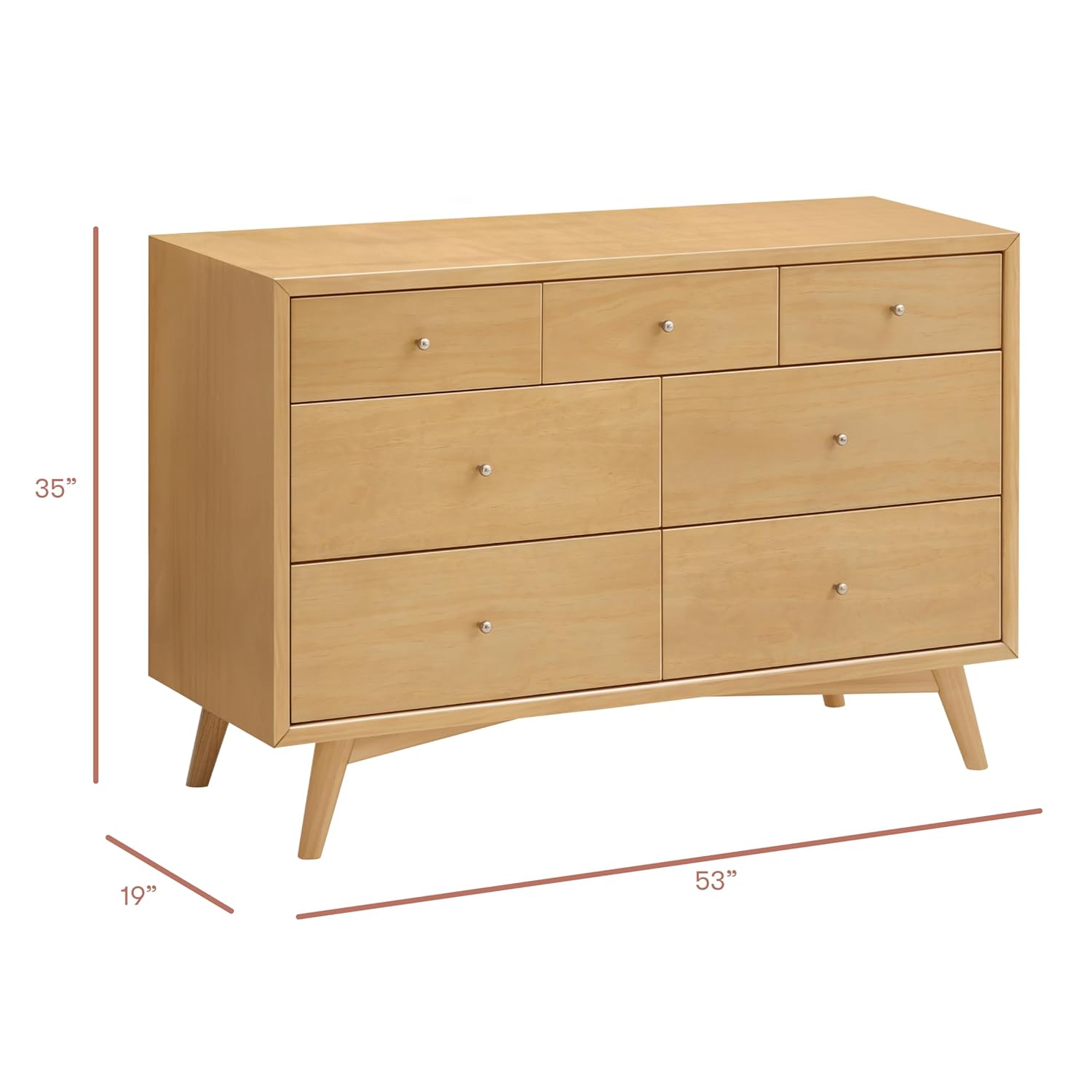 Babyletto Palma 7-Drawer Assembled Double Dresser in Honey, GREENGUARD Gold Certified