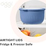 Oggi Ensemble de 4 Préparation, stockage & Servir les bols en plastique - w/See-Thru Lids- Lave-vaisselle, Micro-ondes & Congélateur en sécurité, (0.7, 1.4, 2.6, 4 Quarts) - Multicolore