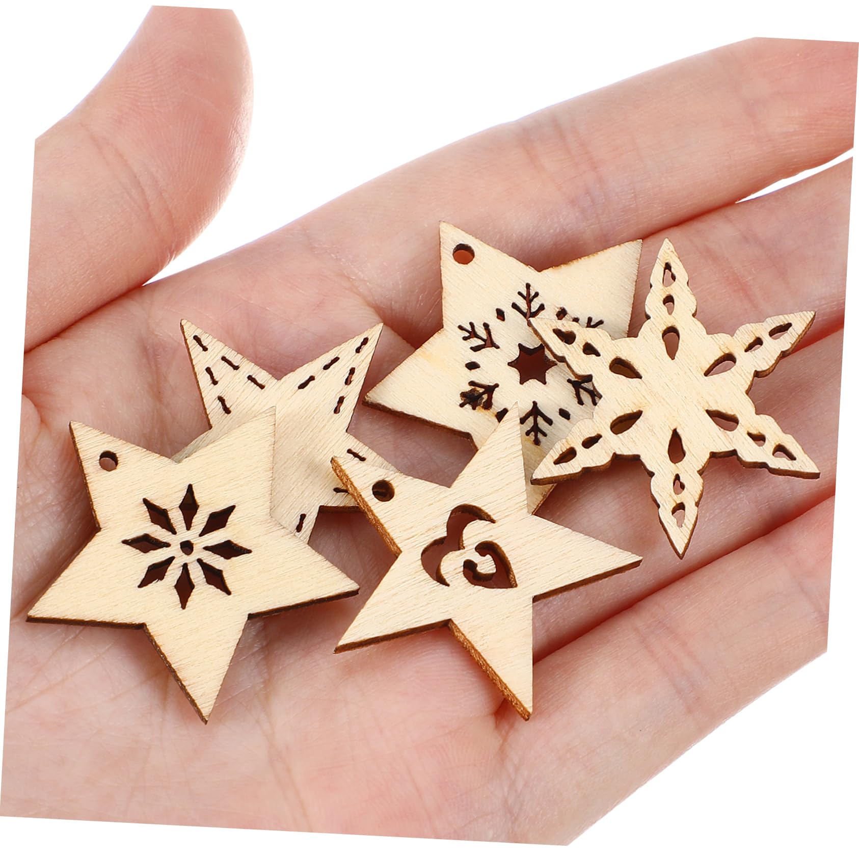 ARTIBETTER 100 pezzi Decorazioni Natalizie Legno Forma Stella Cinque Punte Fai da Te per e Decorazioni Naturale Liscio e Sicuro Accessori Artigianali per Addobbi Festivi