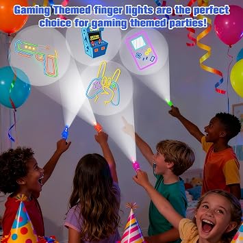 24 Pcs Gaming Party Bag Fillers, LED Light Up Finger Lights Toys, Video Game Party Favors, Glow in The Dark Rave Accessories for Boys Girls, Goodie Bag Fillers for Kids Birthday Gift