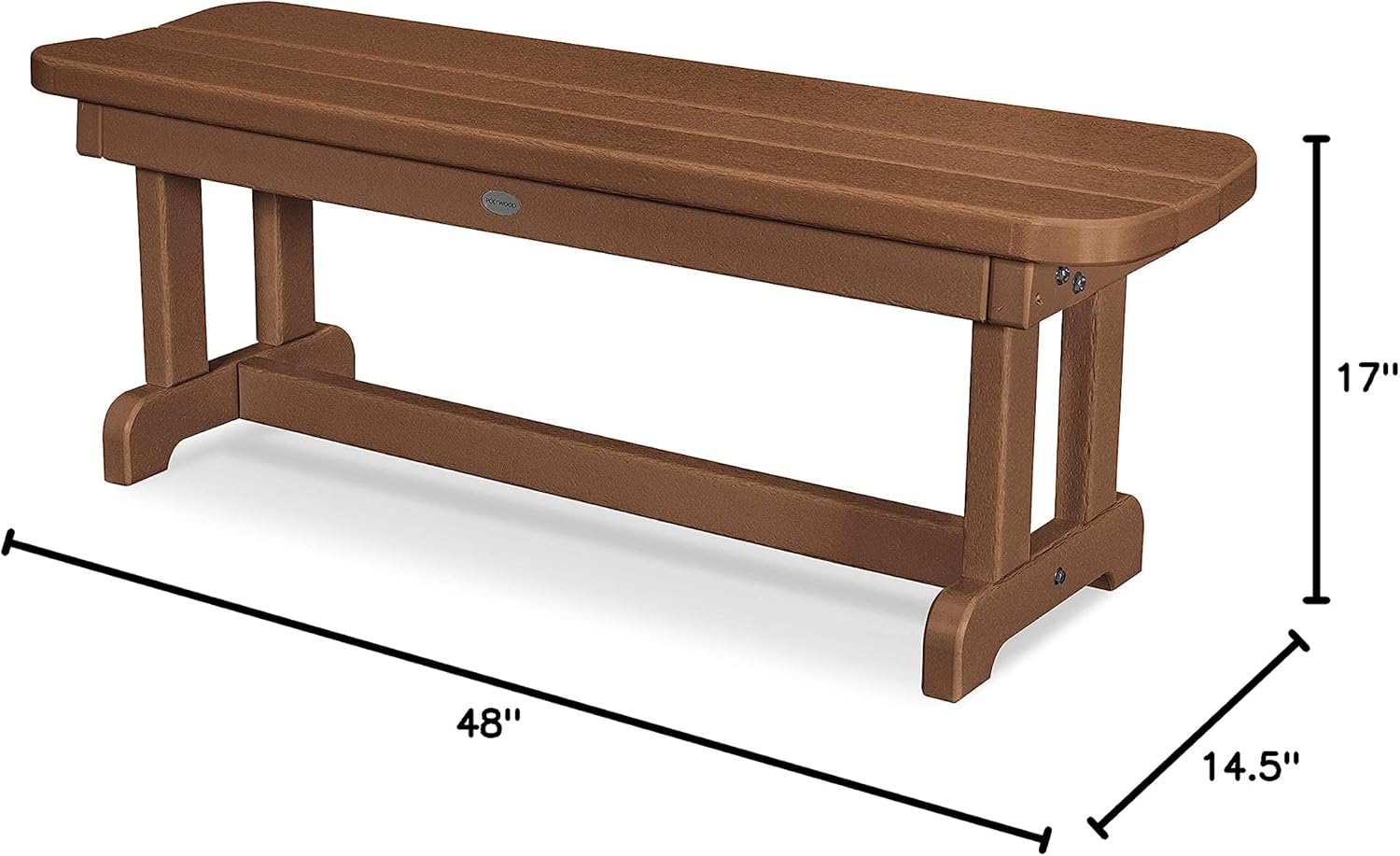 POLYWOOD PBB48TE Park 48" Backless Bench, Teak