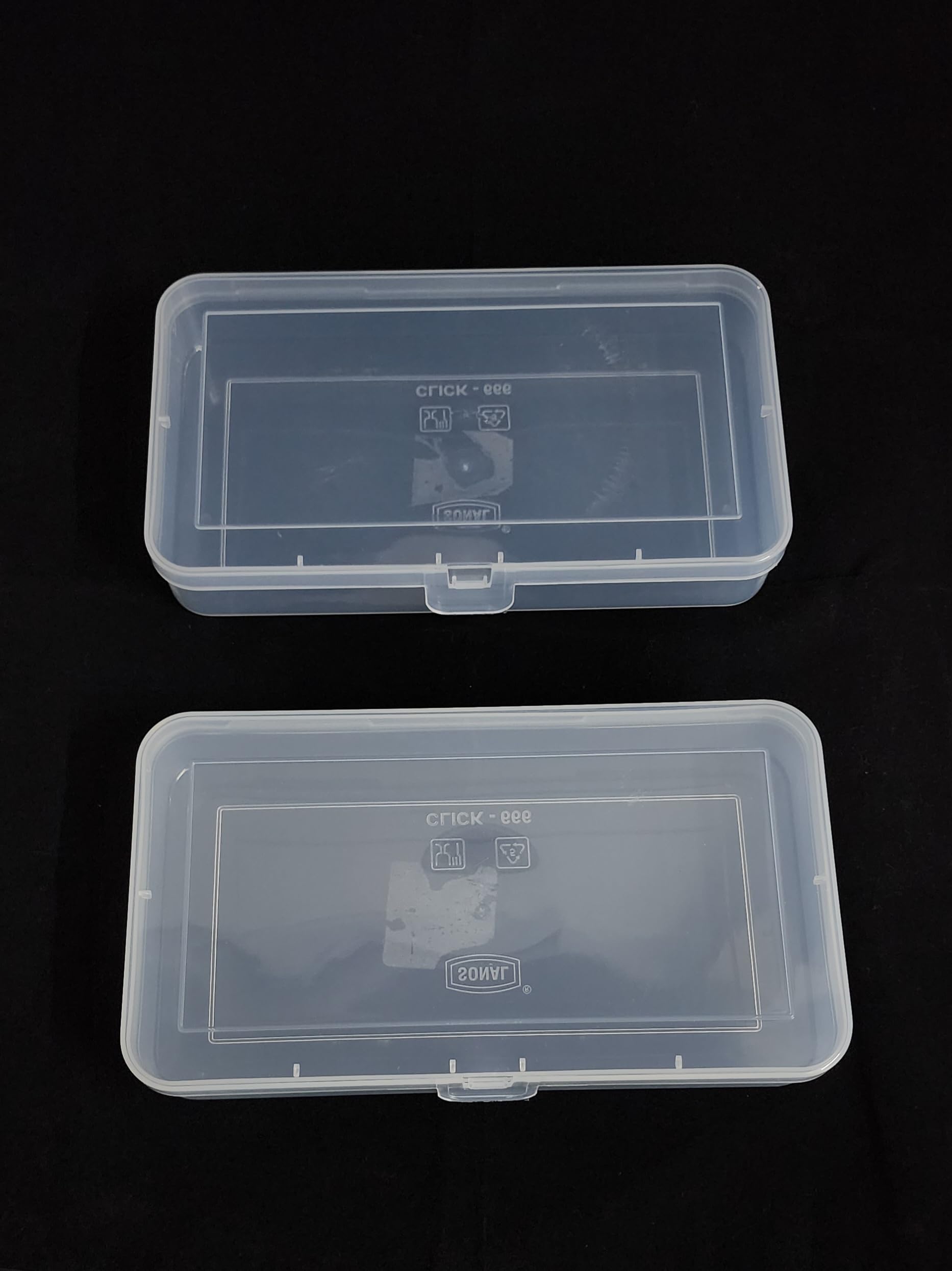 CSM Jewellery Case Organiser, Rectangular Plastic Storage Box For Medicines, Stationery, Cosmetics, Pack of 2, Transparent