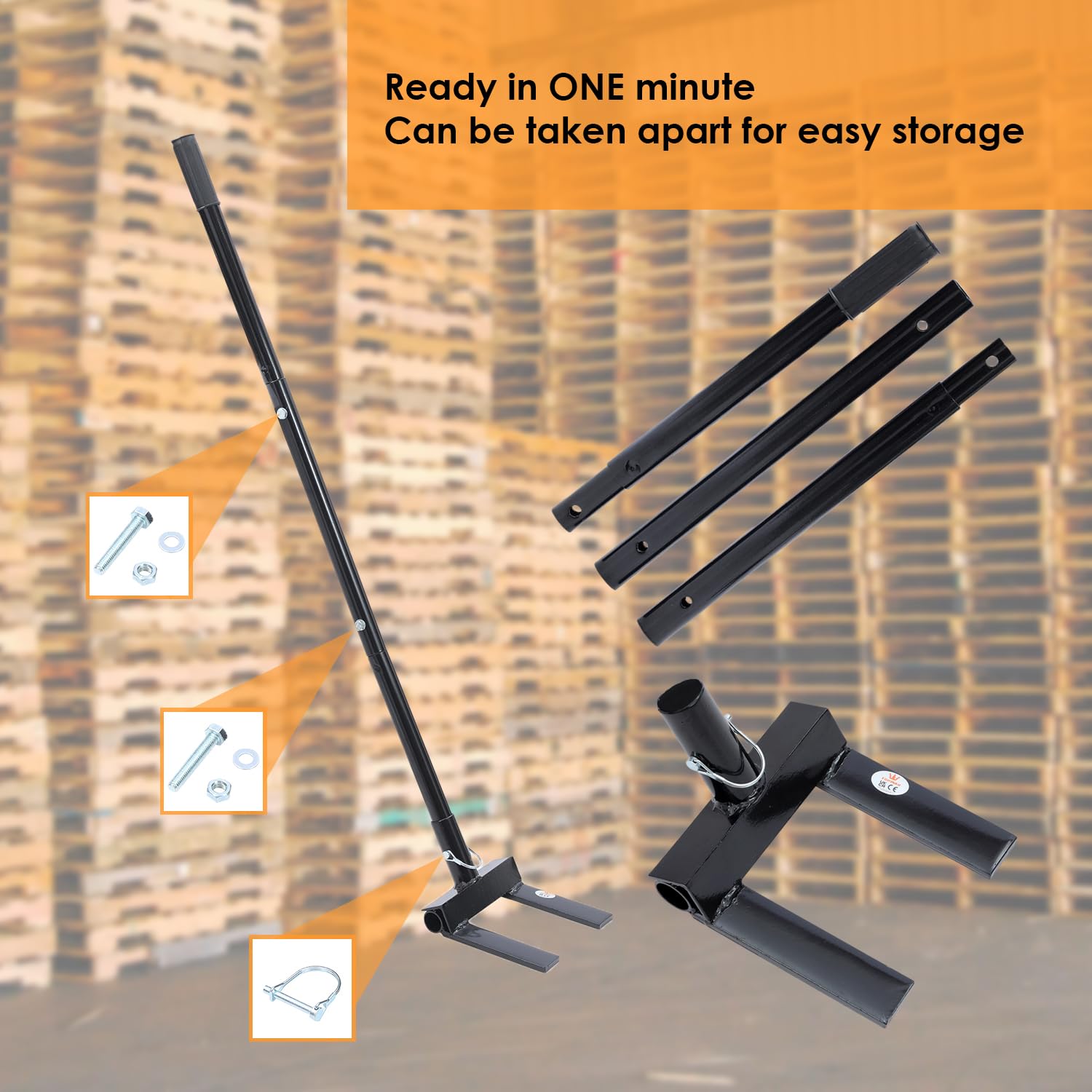 TOPWAY Pallet Buster and Deck Wrecker 45 Pulgadas Resistente para Palets de Madera y Cubiertas, Herramienta para Romper Palés con mango desmontable de 3 Secciones | Palanca de demolición resistente para demoler palés de madera, quitar o destruir maderas,