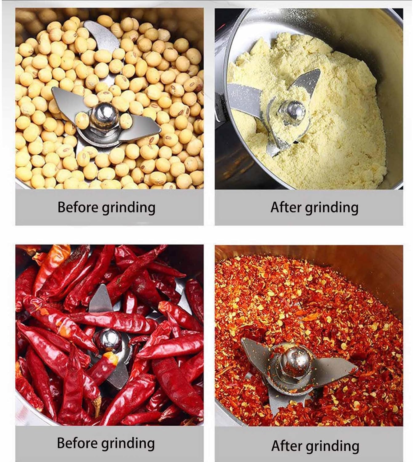 Portable Kitchen Spice Grinder, with Powerful Motor 150G High-Speed Stainless Steel Electric Wheat Dry Grinding Machine 220V Fine Powder Production And Fast Speed